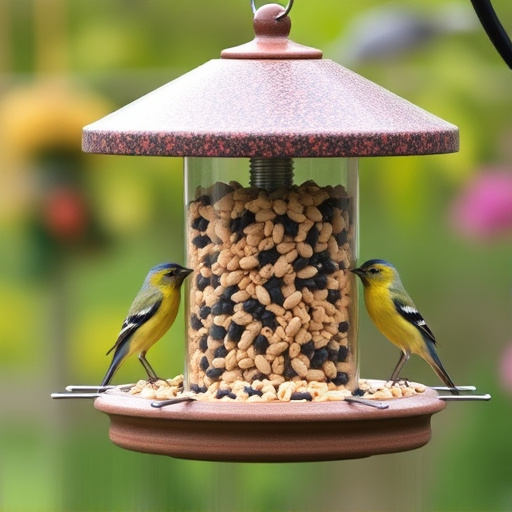 Covered bird feeder preventing seed spills