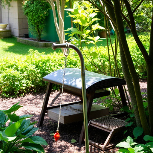 Covered ground feeder in shaded garden