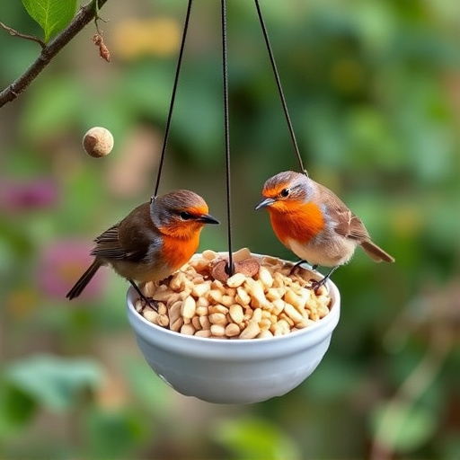 Crushed peanuts for garden robins