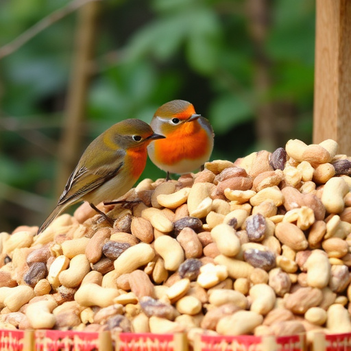 Crushed peanuts for garden robins