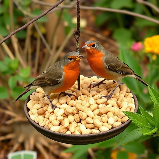 Crushed peanuts for garden robins