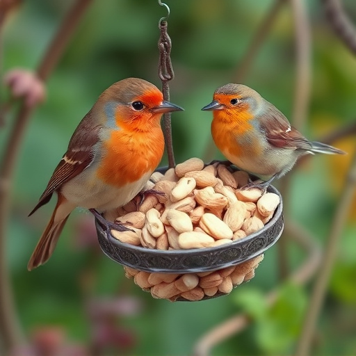Crushed peanuts for garden robins