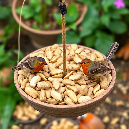 Crushed peanuts for garden robins