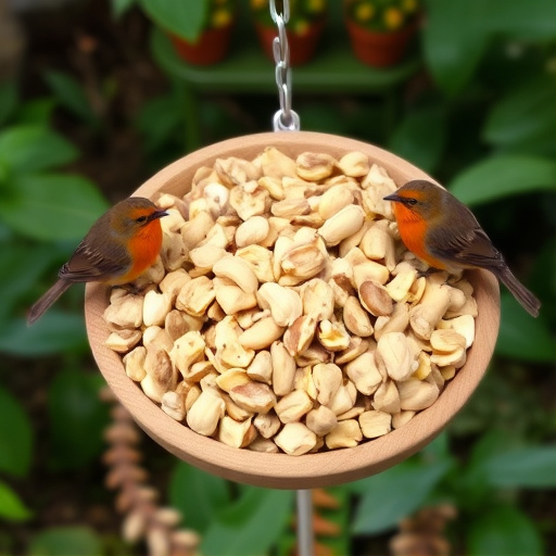 Crushed peanuts for garden robins