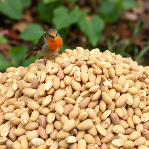 Crushed peanuts for garden robins