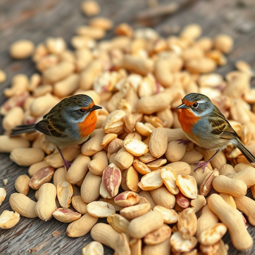 Crushed peanuts for garden robins