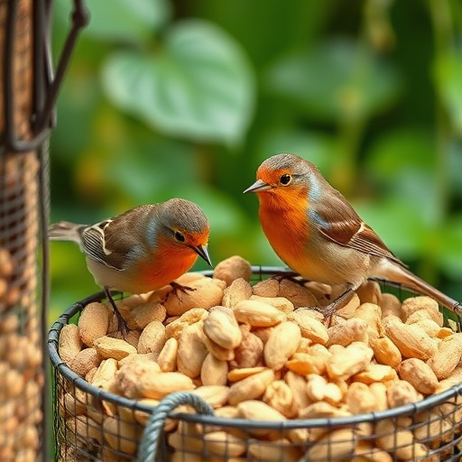 Crushed peanuts for garden robins