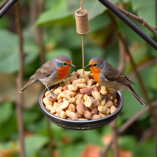 Crushed peanuts for garden robins