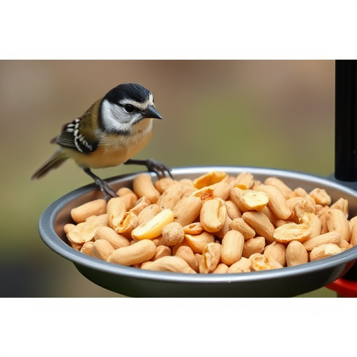 Crushed peanuts offered on feeding tray