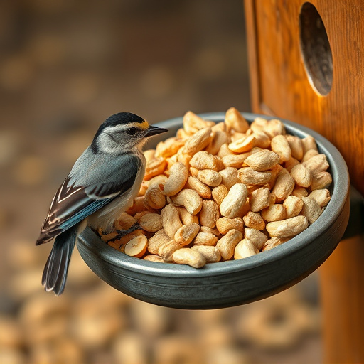 Crushed peanuts offered on feeding tray