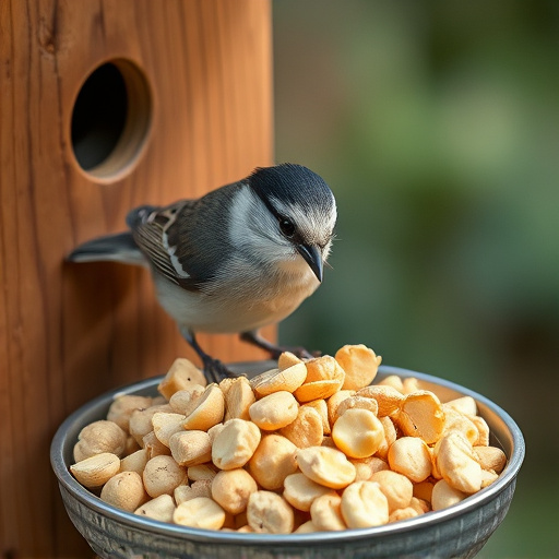 Crushed peanuts offered on feeding tray