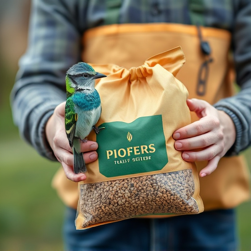 Customer holding bird seed delivery bag