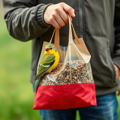 Customer holding bird seed delivery bag