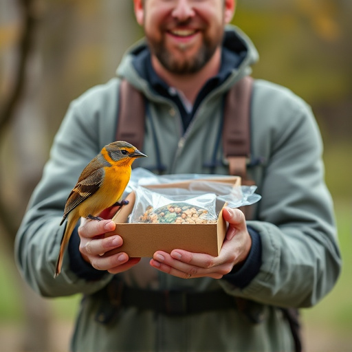 Customer holding budget bird food pack