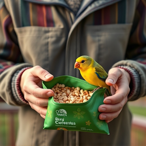 Customer holding budget bird food pack