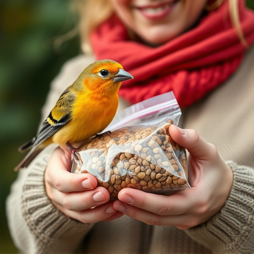 Customer holding budget bird food pack