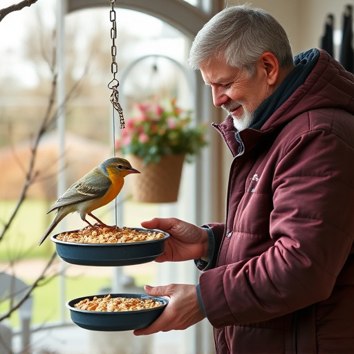 Customer receiving bird feed at home