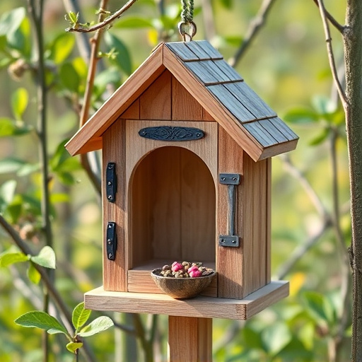 Decorative bird box in natural setting