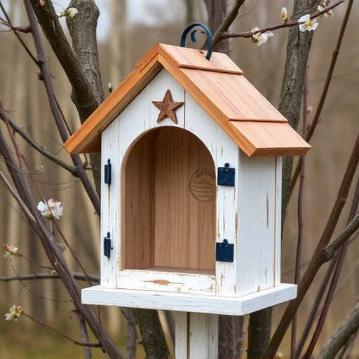 Decorative bird box in natural setting