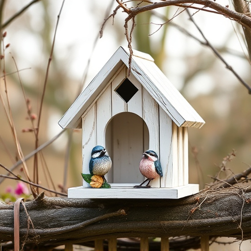 Decorative bird box in natural setting