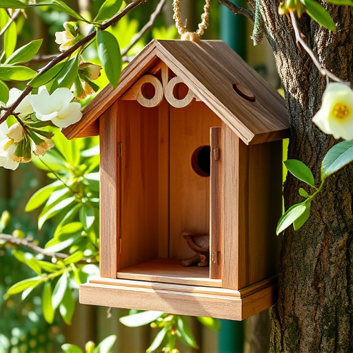 Decorative bird box in natural setting