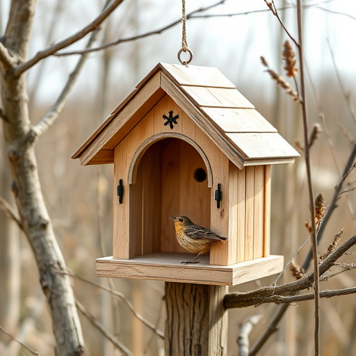 Decorative bird box in natural setting