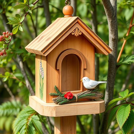 Decorative bird box in natural setting