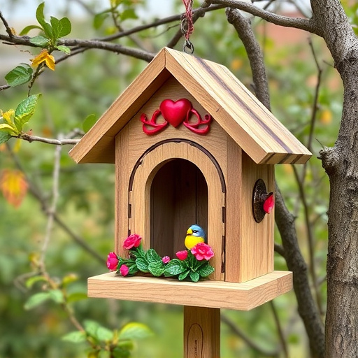 Decorative bird box in natural setting