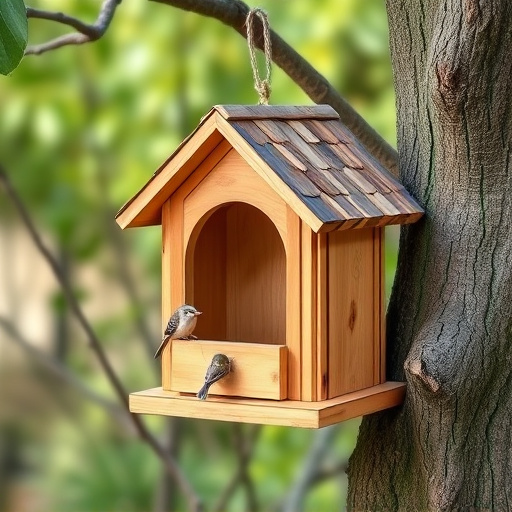 Decorative bird box in natural setting