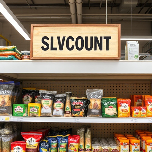 Discount sign above bird food shelf