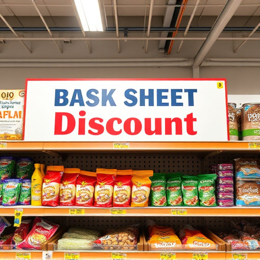 Discount sign above bird food shelf