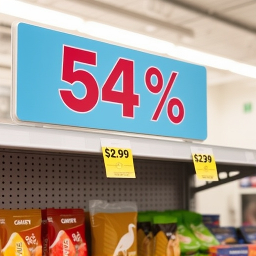 Discount sign above bird food shelf