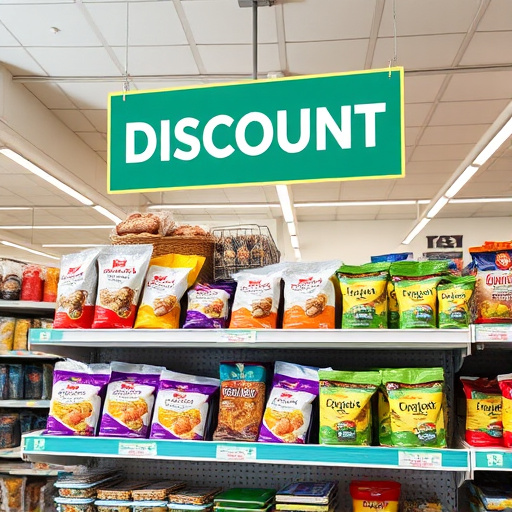 Discount sign above bird food shelf