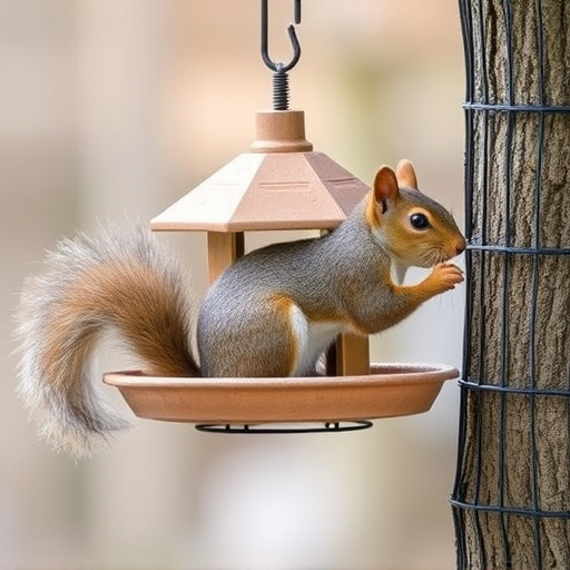 DIY squirrel barrier around bird feeder