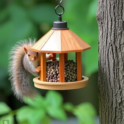 DIY squirrel barrier around bird feeder