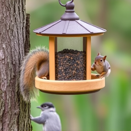 DIY squirrel barrier around bird feeder