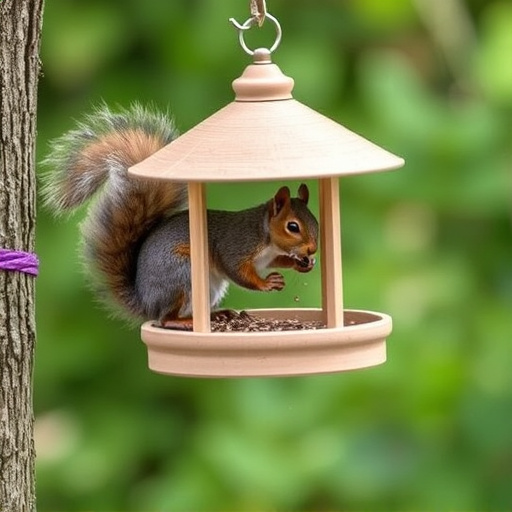 DIY squirrel barrier around bird feeder