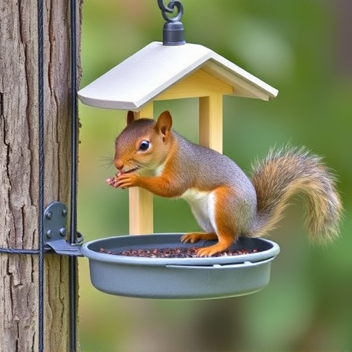DIY squirrel barrier around bird feeder