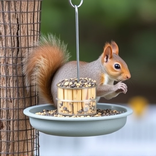 DIY squirrel barrier around bird feeder