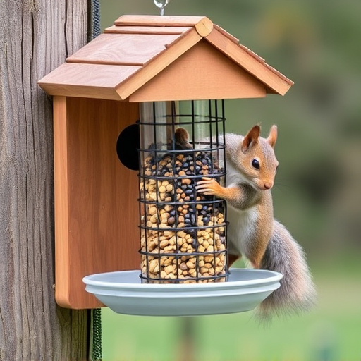 DIY squirrel barrier around bird feeder