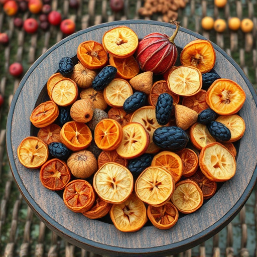 Dried fruits scattered on bird table