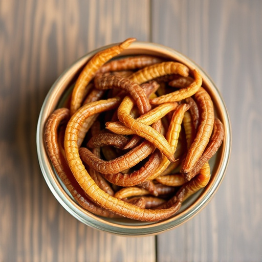 Dried mealworms in small bowl