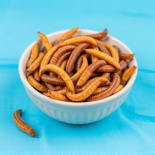 Dried mealworms in small bowl