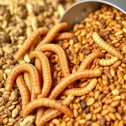 Dried mealworms next to seed mix