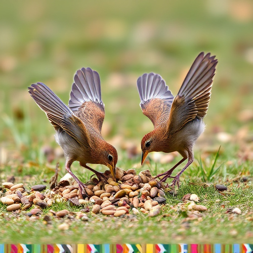 Dunnocks feeding on scattered seed mix