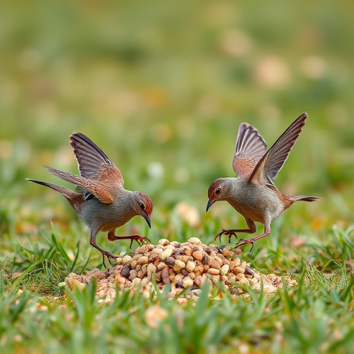 Dunnocks feeding on scattered seed mix
