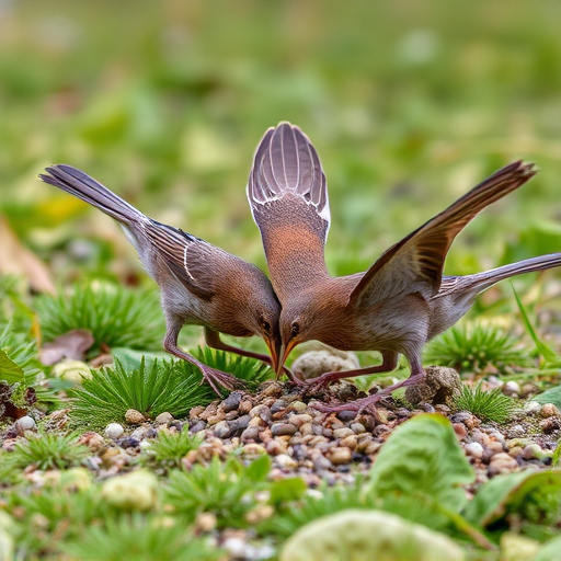 Dunnocks feeding on scattered seed mix