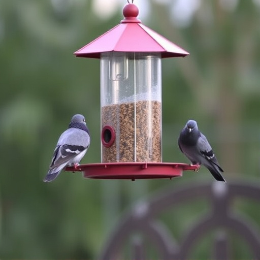 Elevated feeder with pigeon deterrent baffle