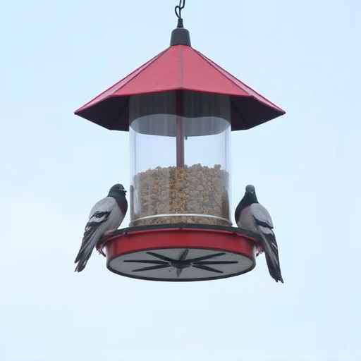 Elevated feeder with pigeon deterrent baffle