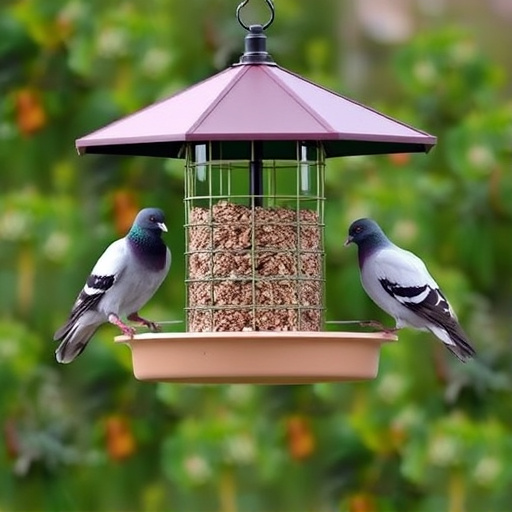Elevated feeder with pigeon deterrent baffle